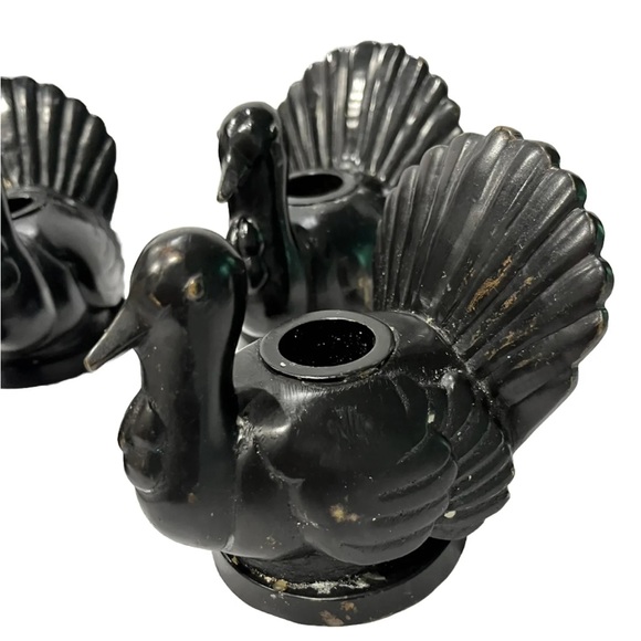 POTTERY BARN Turkey Tapered Candle Holders Thanksgiving Decor - Picture 4 of 9